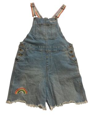 Women’s Rainbow Overall Shorts Size Small Adjustable Straps Cute!!!